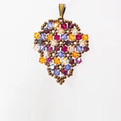 Pendant 30cm - Malvina Grapes-Violet Organza - Pendant 30cm - Laiton bronze